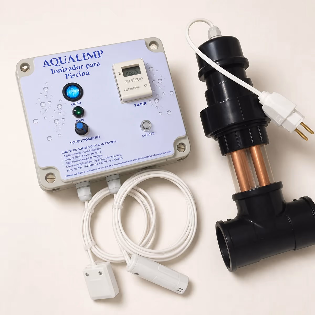Kit Aqualimp completo com painel, célula ionizadora e cabos